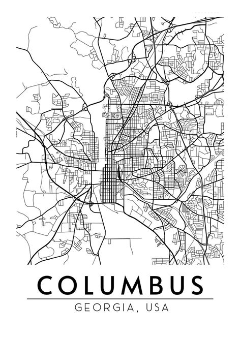 Columbus Georgia Map Poster Picture Metal Print Paint By Neo