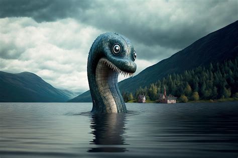 Premium Photo Scottish Mythology Loch Ness Monster Floating In Water