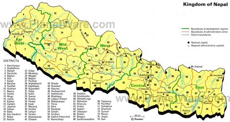 Map Of Nepal Districts PlanetWare