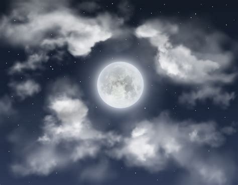 Premium Vector Full Moon With Clouds