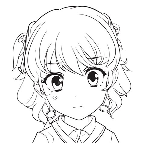 An Anime Woman Coloring Page Outline Sketch Drawing Vector Manga