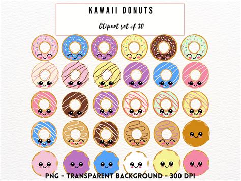 Kawaii Food Clipart Donuts Clipart Bundle Doughnut Clipart Food Clipart