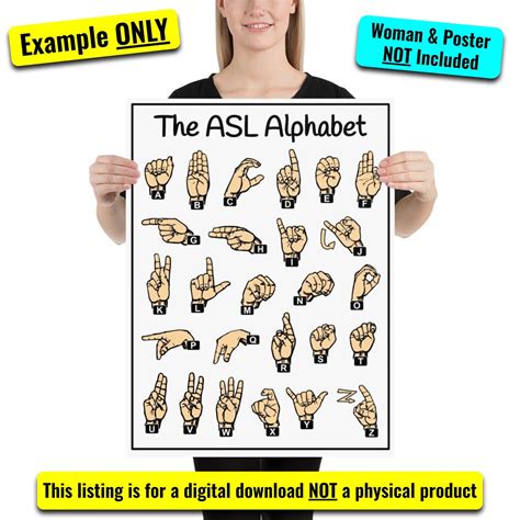 Sign Language Alphabet Chart Asl Abcs Chart Sign Language Etsy