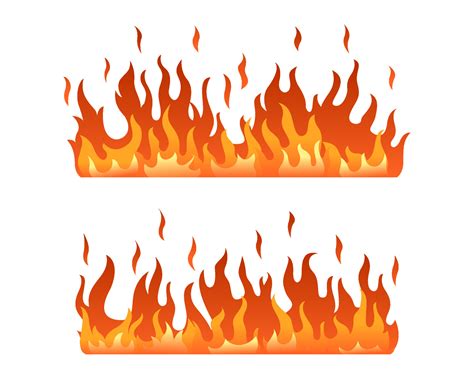 Set Of Burning Fire Flame Banner Horizontal With Flat Style