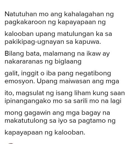 Natutuhan Mo Ang Kahalagahan Ng Pagkakaroon Ng Kapayapaan Ng Kalooban