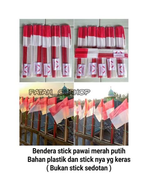 10pcs Bendera Pawai Merah Putih 17 Agustusbendera Stick Bendera Merah