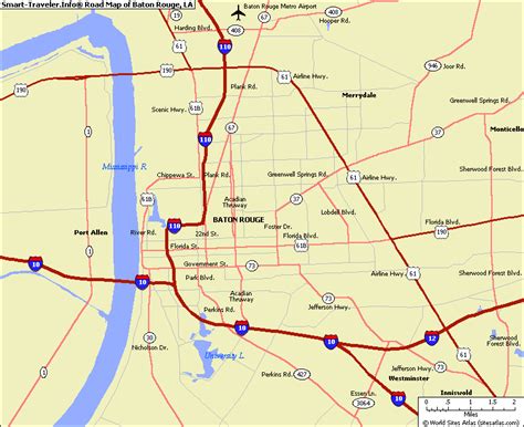 Map of baton rouge area hotels: Baton Rouge Map - TravelsFinders.Com