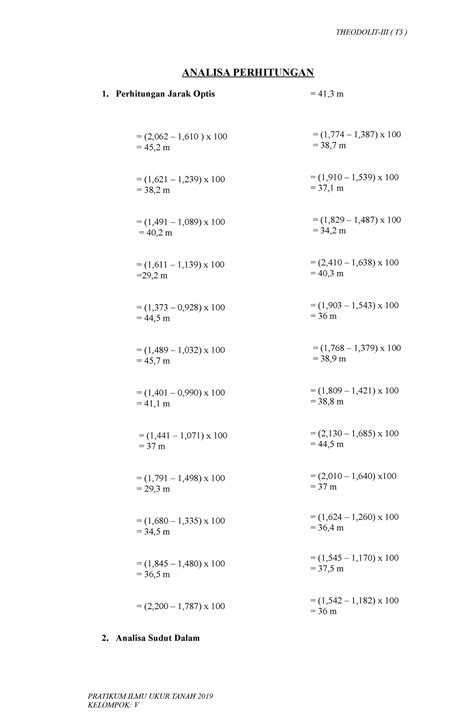 Perhitungan Lengkap Theodolite Iii Versi Analisa Perhitungan