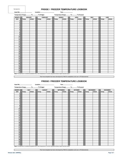 40 Printable Temperature Log Sheets Word Excel Pdf