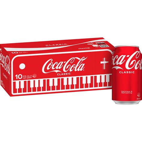 Coca Cola Classic Soft Drink Multipack Cans 375ml X 10 Pack Woolworths