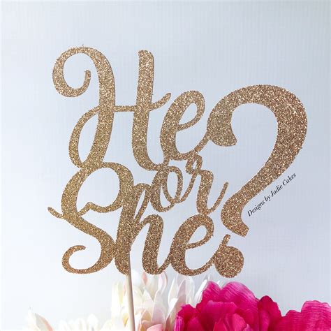 He Or She Cake Topper Gender Reveal Cake Topper Gender Etsy Gender Reveal Cake Topper