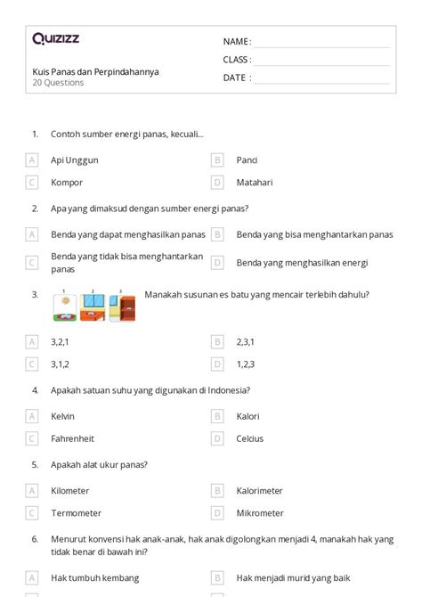 50 Lembar Kerja Konversi Satuan Metrik Untuk Kelas 1 Di Quizizz