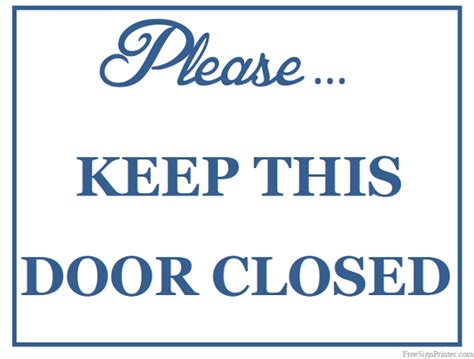 Printable Keep Door Closed Sign