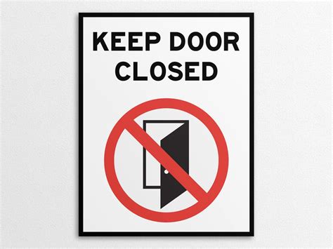 Printable Keep Door Closed Sign In Us Letter And A4 Sizes Instant