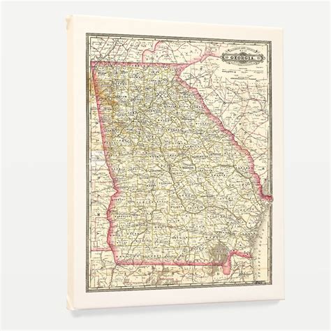 Georgia Map Ga Map Art Map Decor State Map Georgia Art Etsy