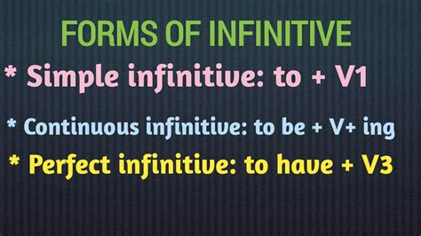 Infinitive Forms Of Infinitives Simple Continuous And Perfect