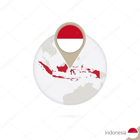 Indonesia Map And Flag In Circle Map Of Indonesia Stock Vector By