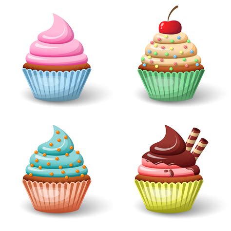 Sweet Cupcake Set 440084 Vector Art At Vecteezy