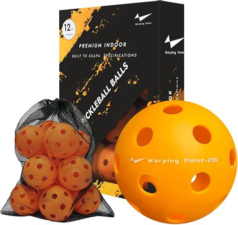 Warping Point Indoor Pickleball Balls 12 Pack 26 Holes