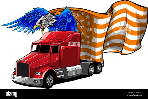 Vector Illustration Of Semi Truck Vector Front View On White Background