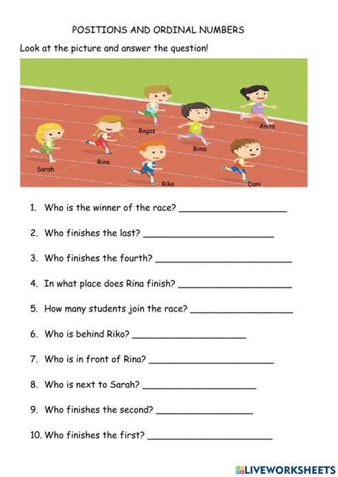 Ordinal Numbers And Position Worksheets OrdinalNumbers