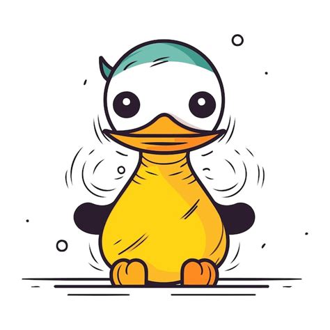 Lindo Pato De Dibujos Animados Ilustraci N Vectorial Aislada En Un