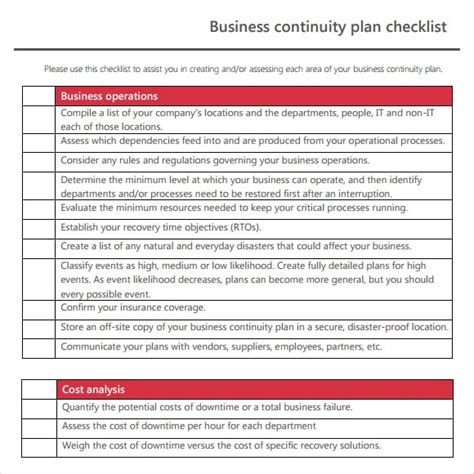 7 Free Business Continuity Plan Templates Excel Pdf Formats