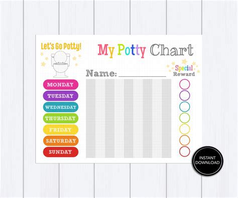 Potty Chart Printable Download Potty Rewards Etsy In 2021 Potty