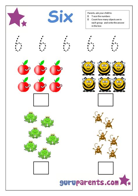 Counting Number 6 Worksheets