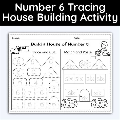 Number 6 Tracing House Building Worksheet