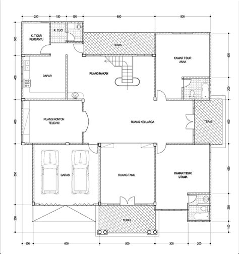 Gambar Contoh Gambar Denah Rumah Besar 1 Lantai 05 Desain Mewah Di