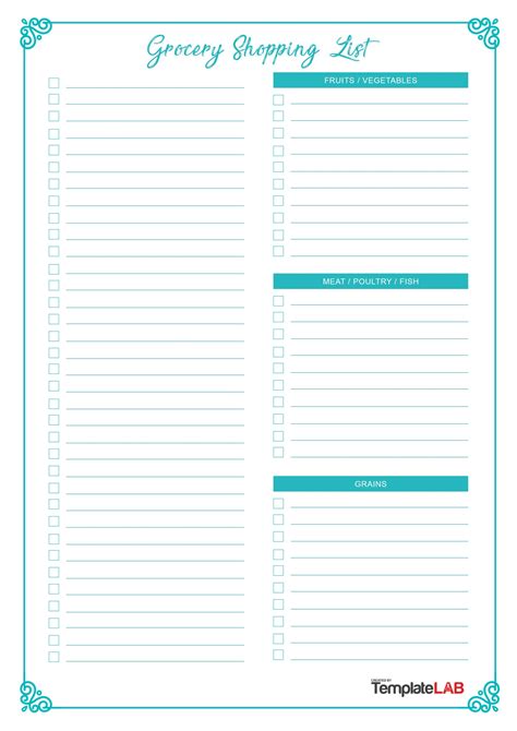 24 Printable Grocery List Templates Shopping Lists