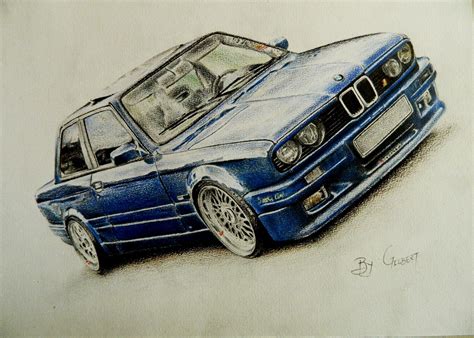 Bmw E30 Colored Pencils Drawing Art By Gilbert Maepa Car Design Sketch