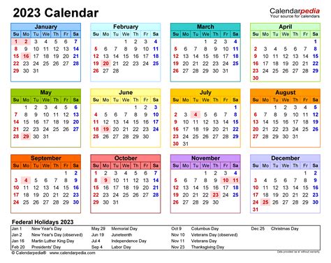 Download 2023 Printable Calendars 2023 Calendar Colorful Design Free