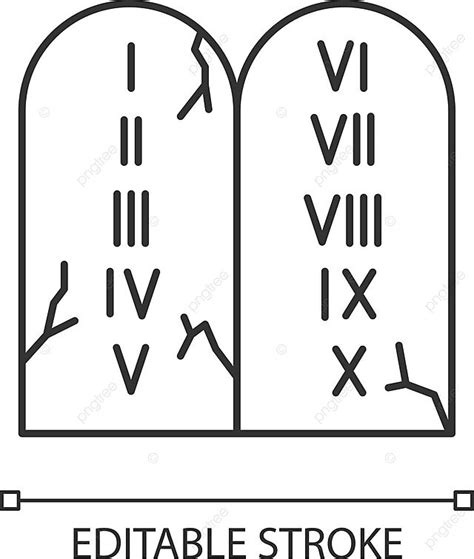 Linear Icon Of Ten Commandments On Stone Israelites Moses Stone Vector