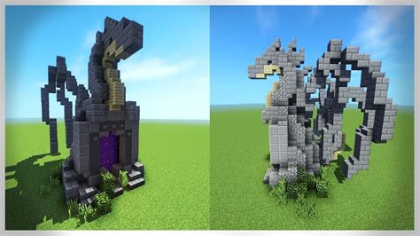 How to build an ender dragon knight statue in vanilla minecraft! How to Build: DRAGON Nether Portal! | Minecraft statues ...