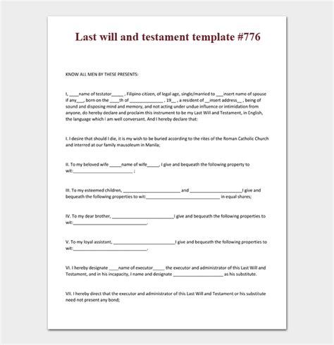 Free 17 Last Will And Testament Forms And Templates Word Pdf