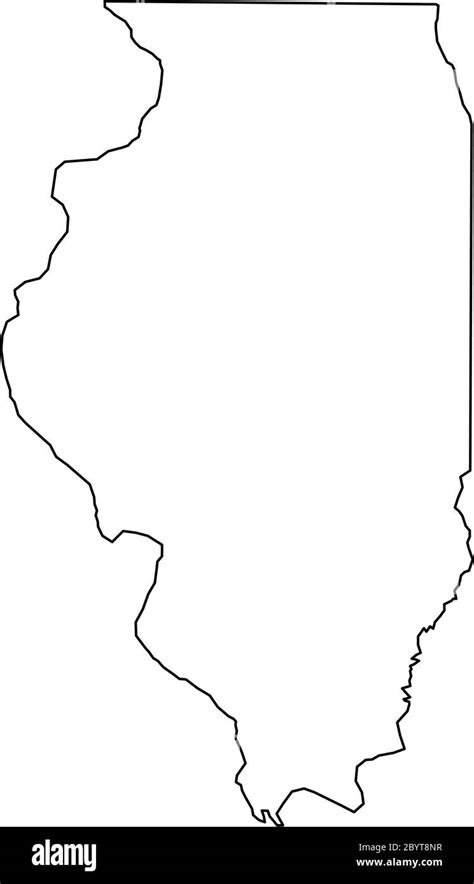 Illinois State Of Usa Solid Black Outline Map Of Country Area