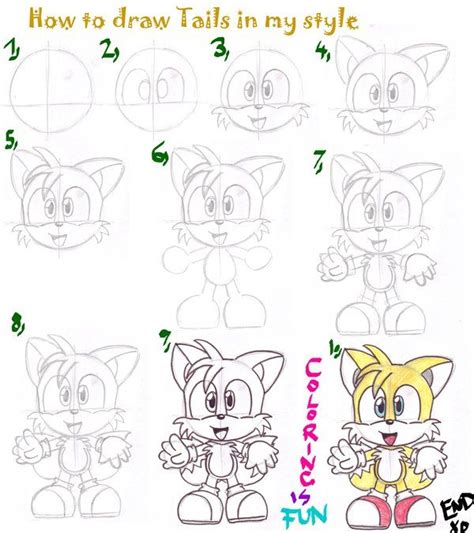 Tails Tutorial By Leniproduction How To Draw Sonic Sonic Art