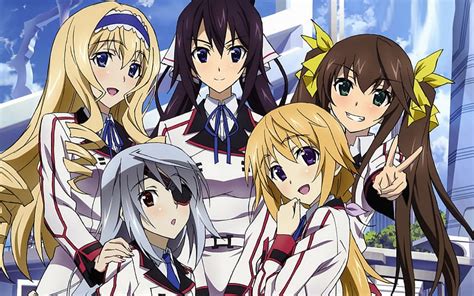 Infinite Stratos Girls Cabello Rubio Ojos Marrones Anime Langyin