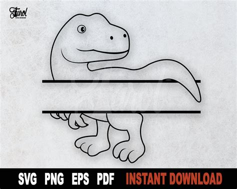 T Rex Svg Dinosaur Svg Outline Dinosaur Split Monogram Svg Cut File