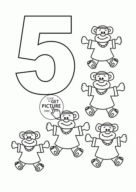 Number 5 Coloring Pages For Kids Counting Sheets Printables Free