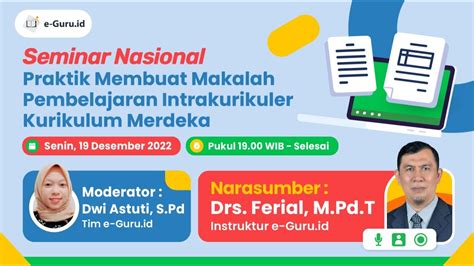 Penyusunan Makalah Tinjauan Ilmiah Bidang Pembelajaran Intrakurikuler