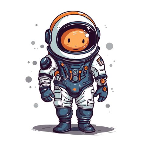 Astronaut Suit Vector Sticker Clipart Cartoon Space Man In Spacesuit