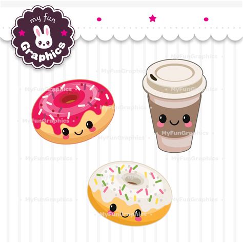 Doughnuts Kawaii Clip Art Doughnuts Cute Clipart Cute Donuts Etsy