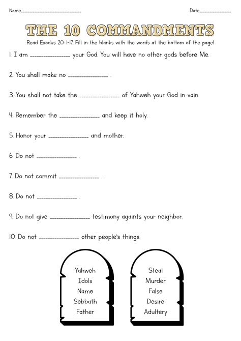 14 Best Images Of Free Printable 10 Commandments Worksheets Free