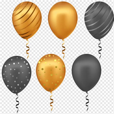 Balloons Party Gold Black Glitter Png Pngwing