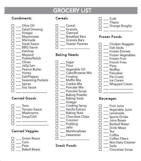 10 Free Printable Grocery List Templates Sample Templates