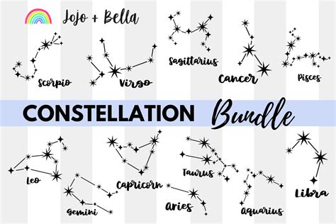 Constellations Svg Zodiac Star Illustration Par Jojo And Bella