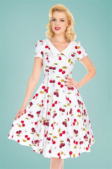 Hearts And Roses Cherry On Top Swingjurk In Wit Shop Bij Topvintage